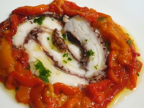 Carpaccio di polpo con peperoni