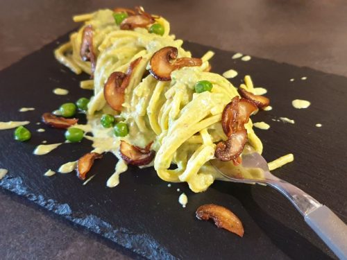 Tonnarelli panna piselli e funghi