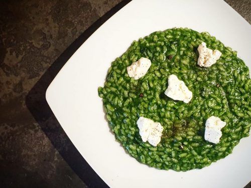Risotto agli spinaci e stracciatella di bufala
