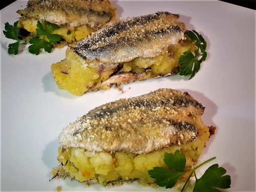 Sandwich di alici con patate